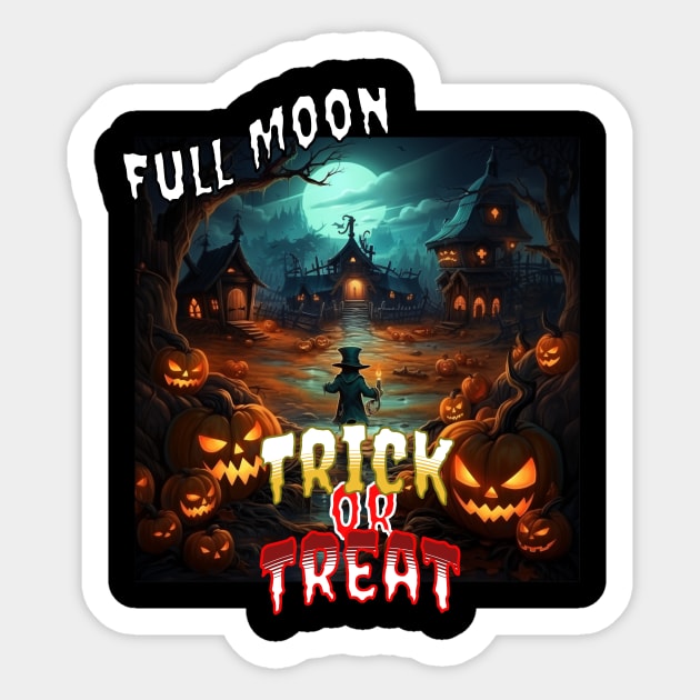 Full Moon Trick or Treat Sticker by USAPHILLYDESIGNERS